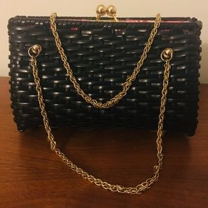 Lily Pulitzer Black Woven Wicker Purse Handbag